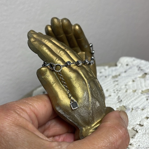 Silpada Venice 925 Sterling Bracelet With Hammered Squares & Links - Picture 5 of 5